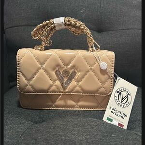 Valentino Orlandi Tan Mini Quilted Bag